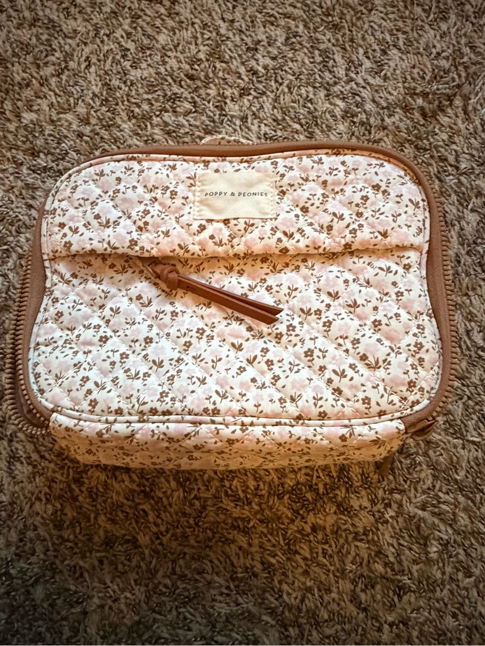 Poppy & Peonies Quilted Floral Travel Cosmetic & Jewelry Bag